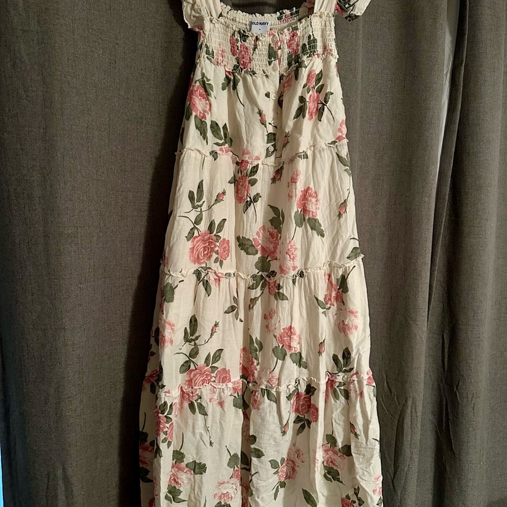 Floral Cream Maxi Dress